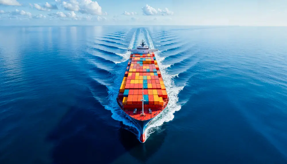 Container ship on the high seas