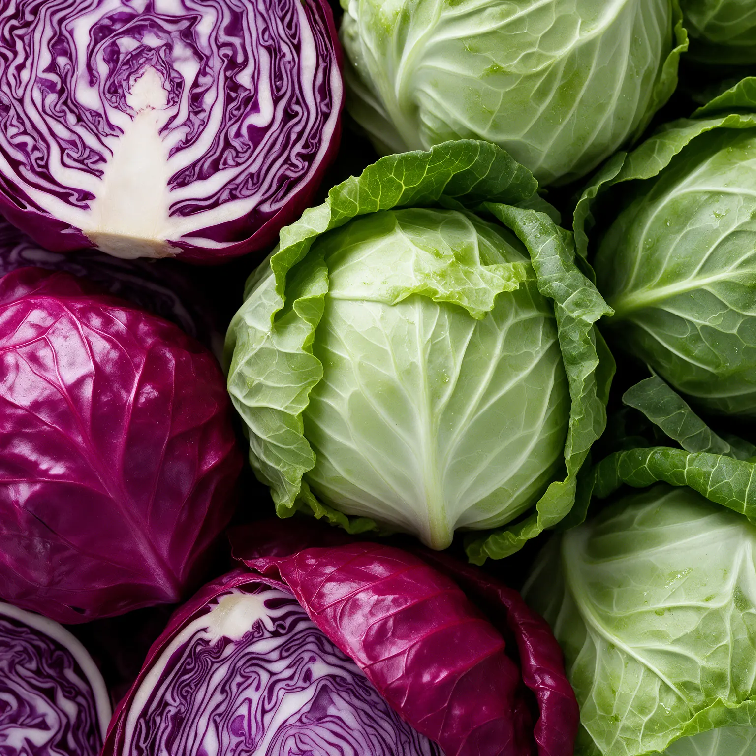 Repolhos roxo e verde